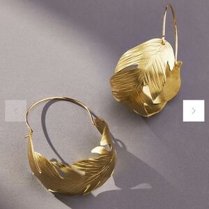 Anthropologie Leaf Hoop Earrings